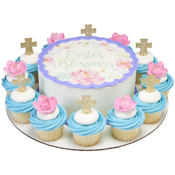 Religious Cake Toppers, Gold Cross Assortment Picks, 24, 72, or 144 count