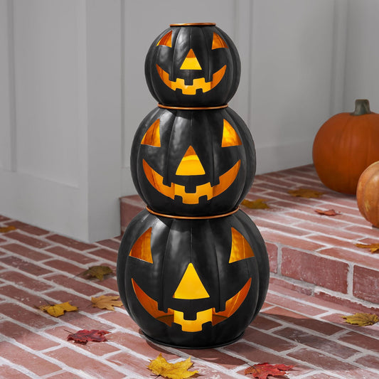 Member's Mark Pre-Lit Black Metal Jack-O-Lantern, Set of 3 | USA Decoration®