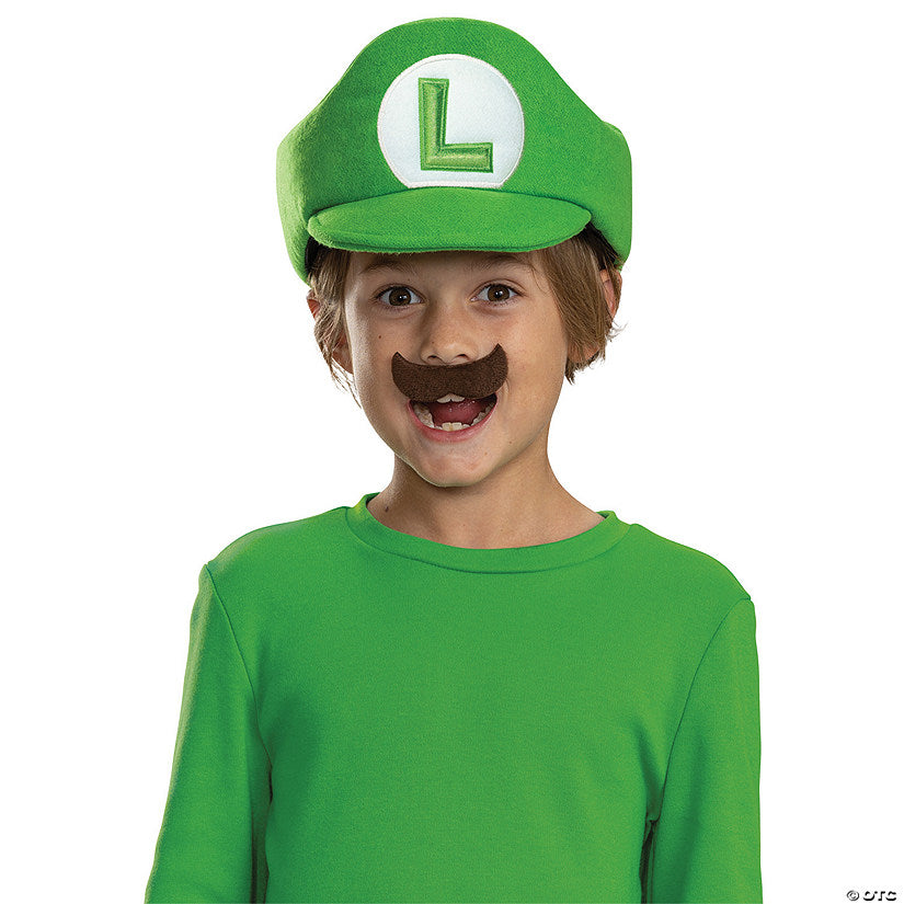 Kids Super Mario Bros.™ Elevated Luigi Hat Mustache Costume Accessory | USA Decoration®
