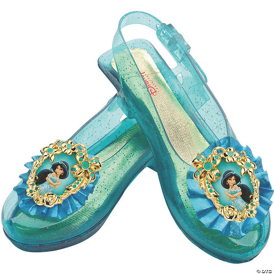 Kids Disney's Aladdin Jasmine Green Sparkle Jelly Shoes | USA Decoration®