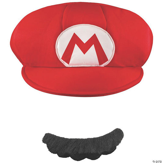 Men's Super Mario Bros.™ Red Mario Hat Mustache | USA Decoration®