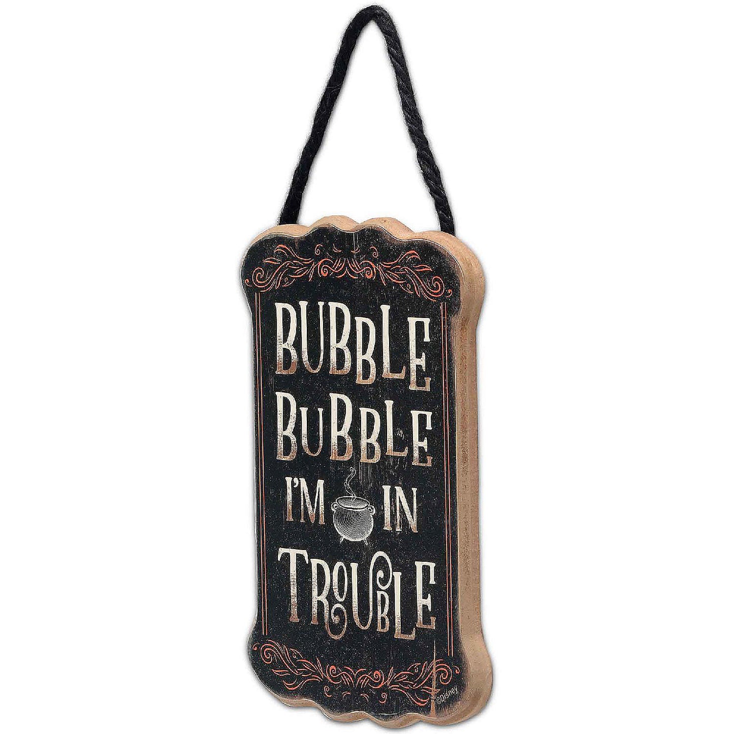 Disney 5x3 Disney Hocus Pocus Bubble Bubble I'm in Trouble Hanging Wood Wall Decor | USA Decoration®