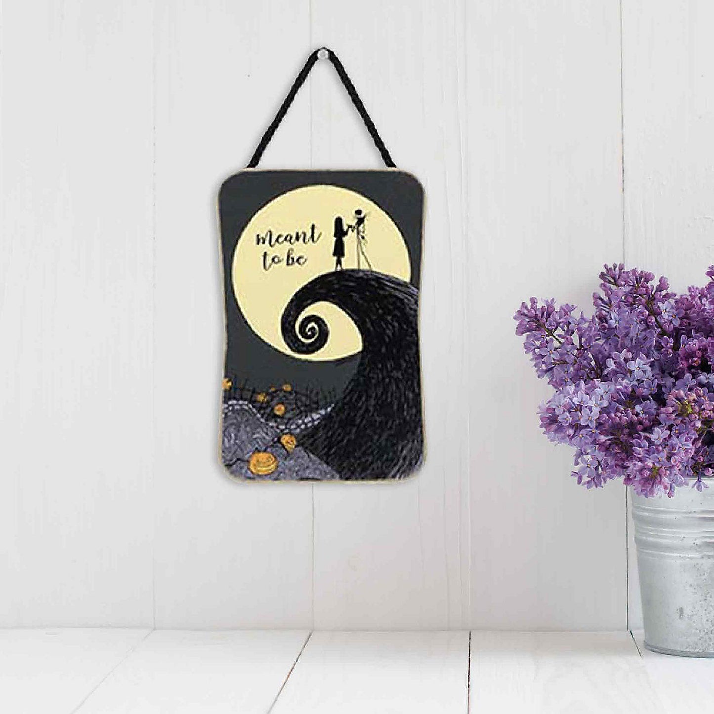 Disney 5x3 Disney Tim Burton's The Nightmare Before Christmas Meant to Be Jack Sally Hanging Wood Wall Decor | USA Decoration®