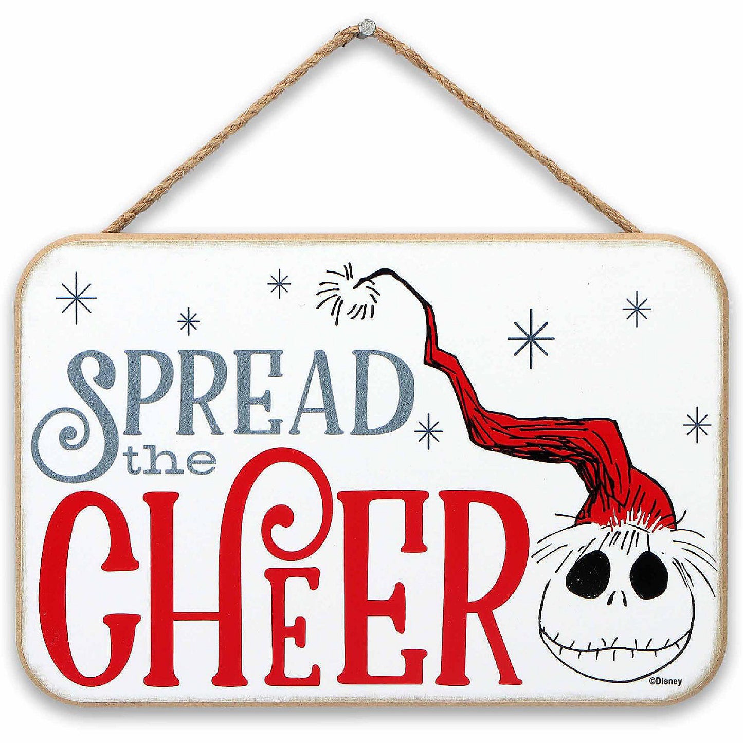 Disney 5x8 Disney Tim Burton's The Nightmare Before Christmas Spread the Cheer Santa Jack Skellington Hanging Wood Wall Decor | USA Decoration®