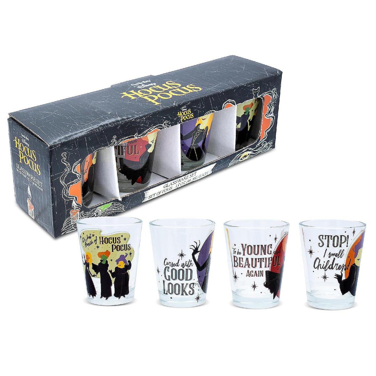 Disney Hocus Pocus Sanderson Sisters Mini Shot Glasses Set of 4 | USA Decoration®