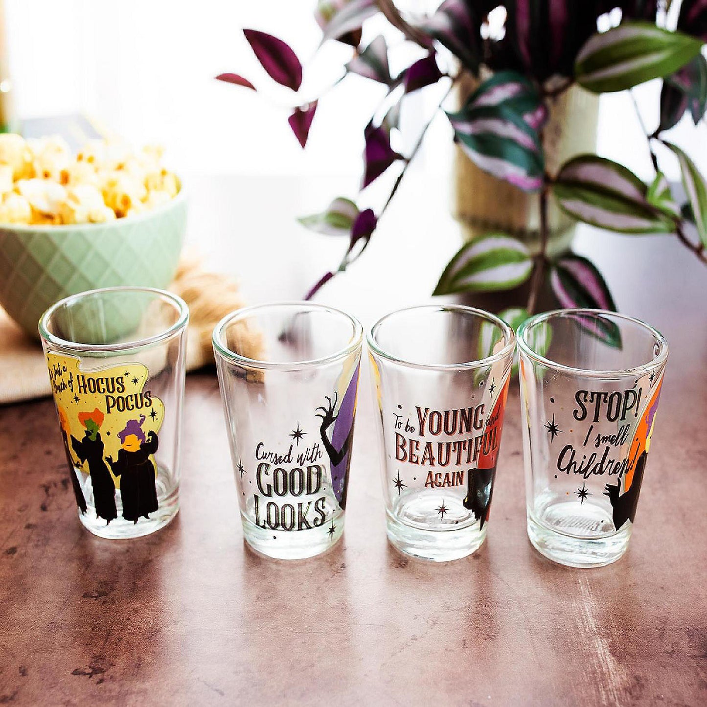 Disney Hocus Pocus Sanderson Sisters Mini Shot Glasses Set of 4 | USA Decoration®