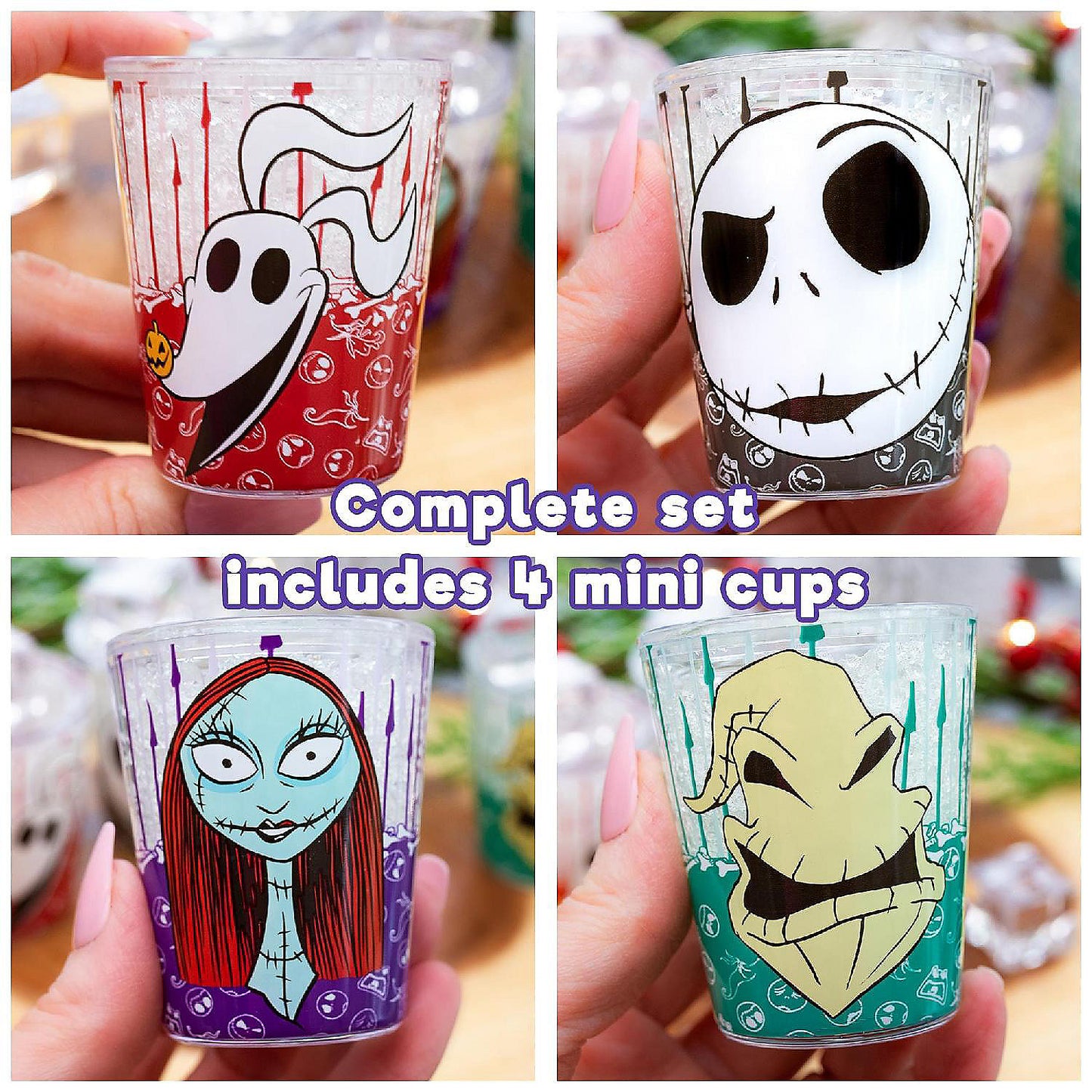 Disney Nightmare Before Christmas Faces 1.5-Ounce Freeze Gel Mini Cups Set of 4 | USA Decoration®