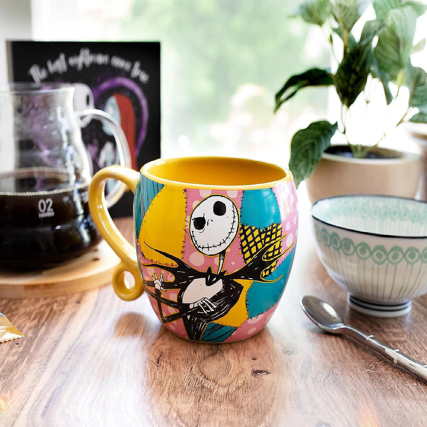 Disney Nightmare Before Christmas Jack and Sally Patchwork Sculpted Ceramic Mug | USA Decoration®