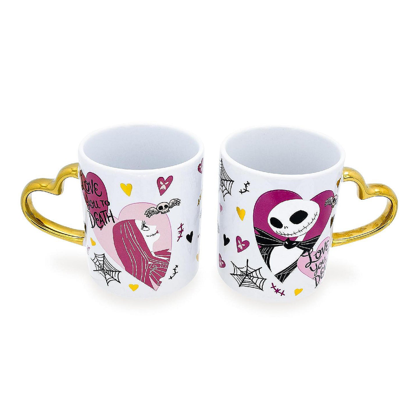 Disney Nightmare Before Christmas Jack and Sally Sculpted Handle Ceramic Mug Set | USA Decoration®