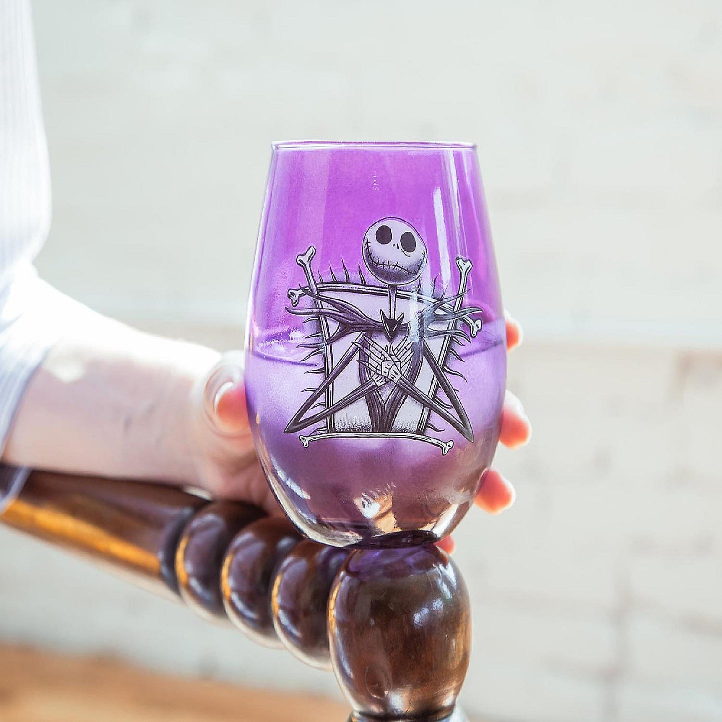 Disney Nightmare Before Christmas Jack Skellington Purple Stemless Wine Glass | USA Decoration®