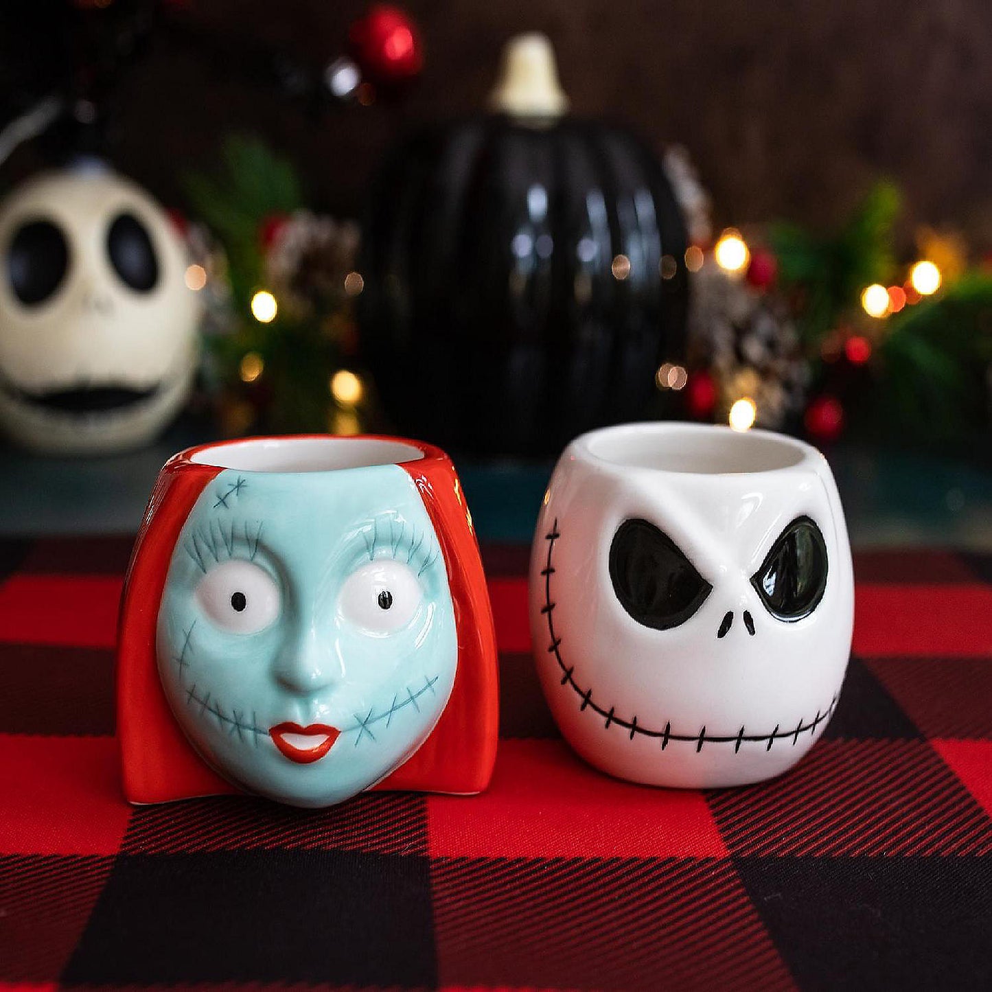 Disney The Nightmare Before Christmas Jack Sally Sculpted Mini Mugs Set of 2 | USA Decoration®