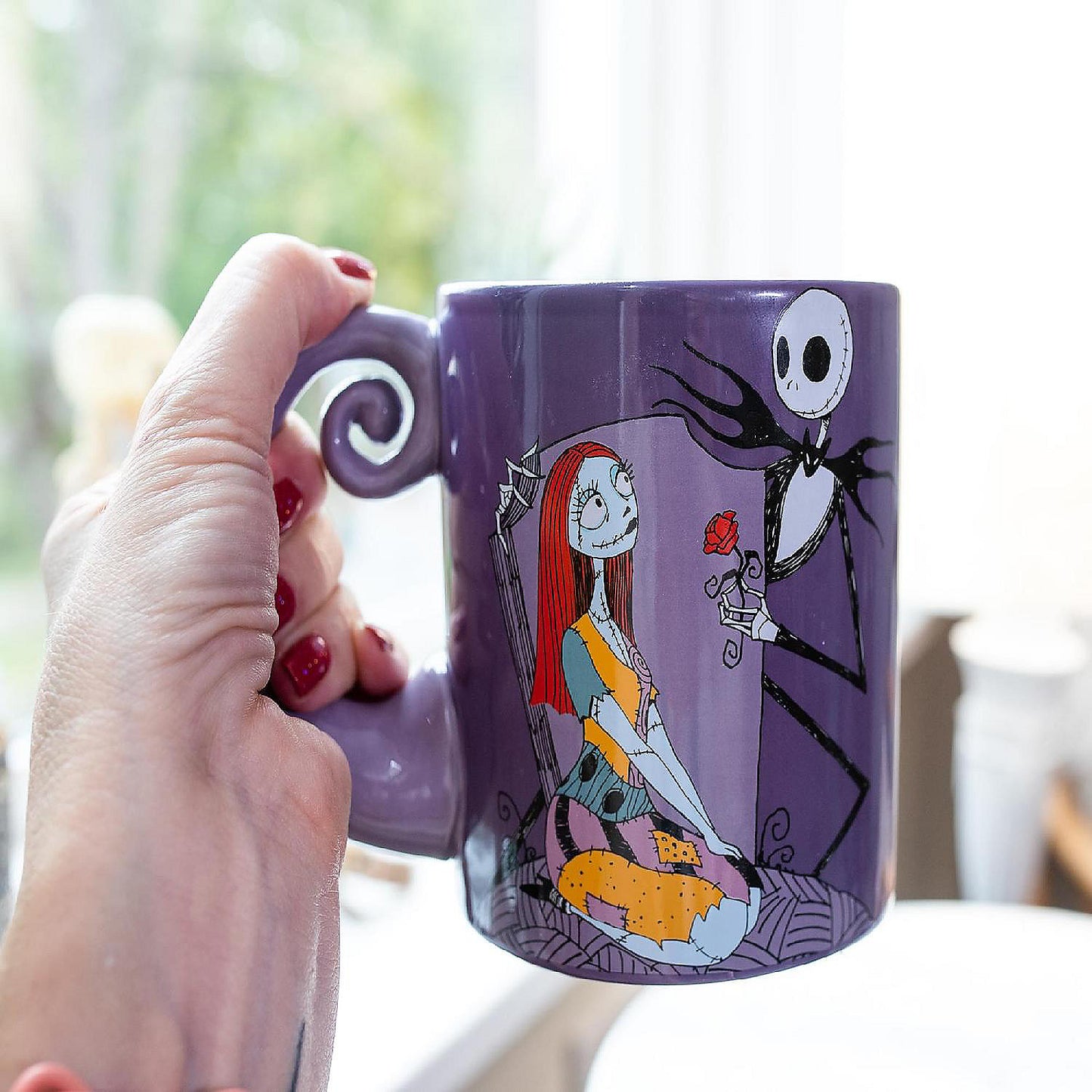 Disney The Nightmare Before Christmas Jack Sally Spiral Handle Ceramic Mug | USA Decoration®