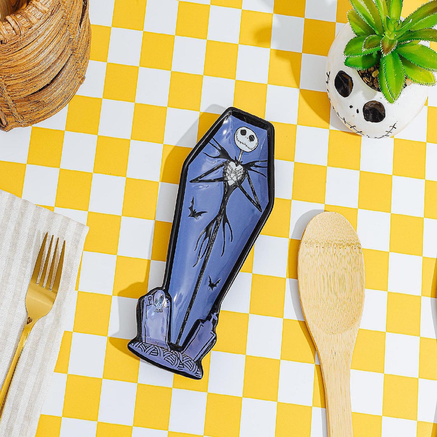 Disney The Nightmare Before Christmas Jack Coffin Sculpted Ceramic Spoon Rest | USA Decoration®