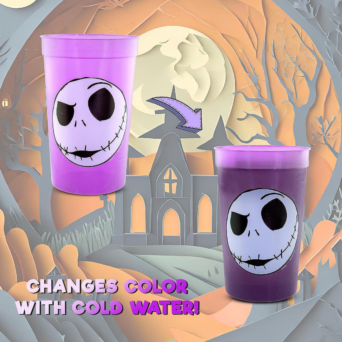 Disney The Nightmare Before Christmas Jack Color-Changing Cups Set of 4 | USA Decoration®