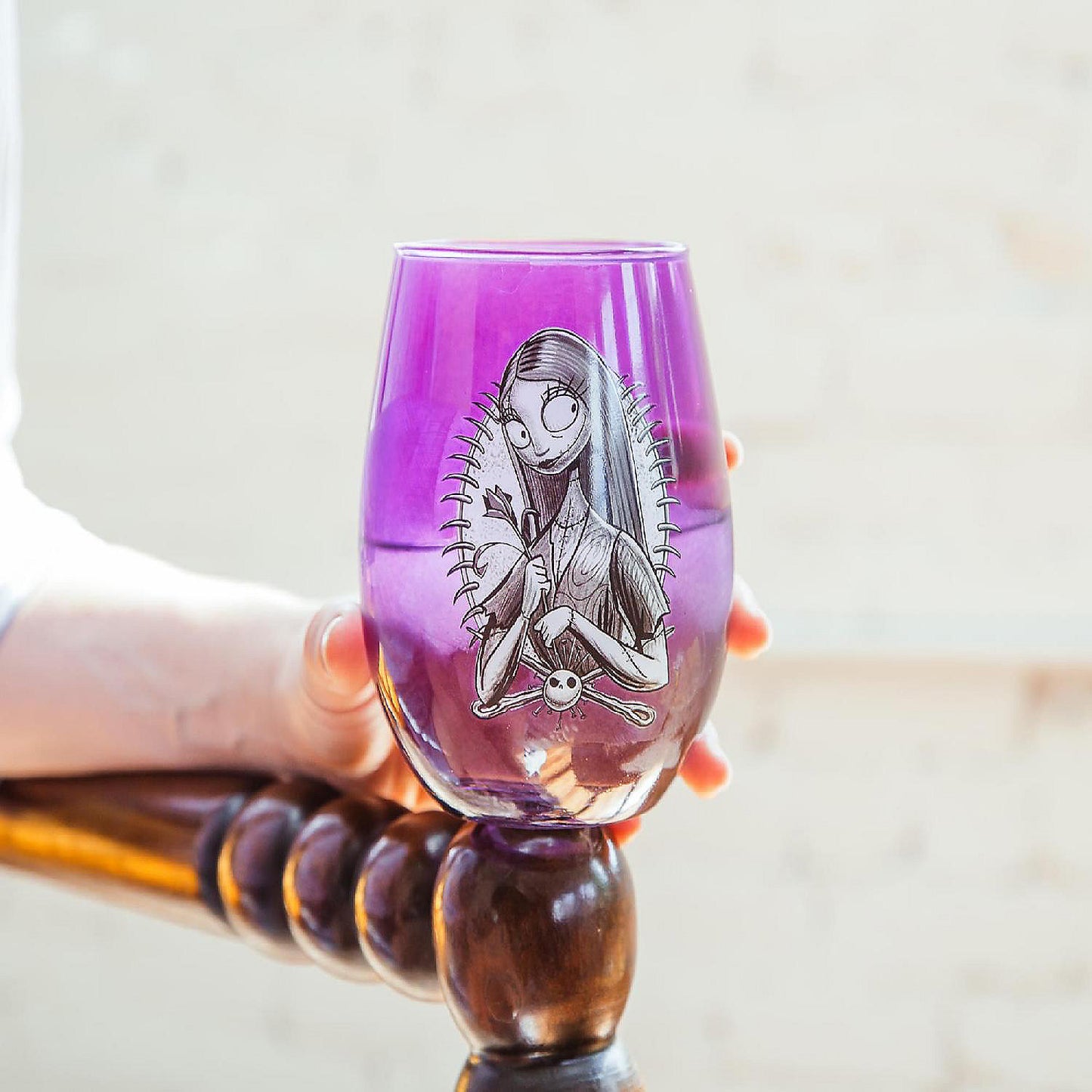 Disney The Nightmare Before Christmas Sally Purple Stemless Wine Glass | USA Decoration®