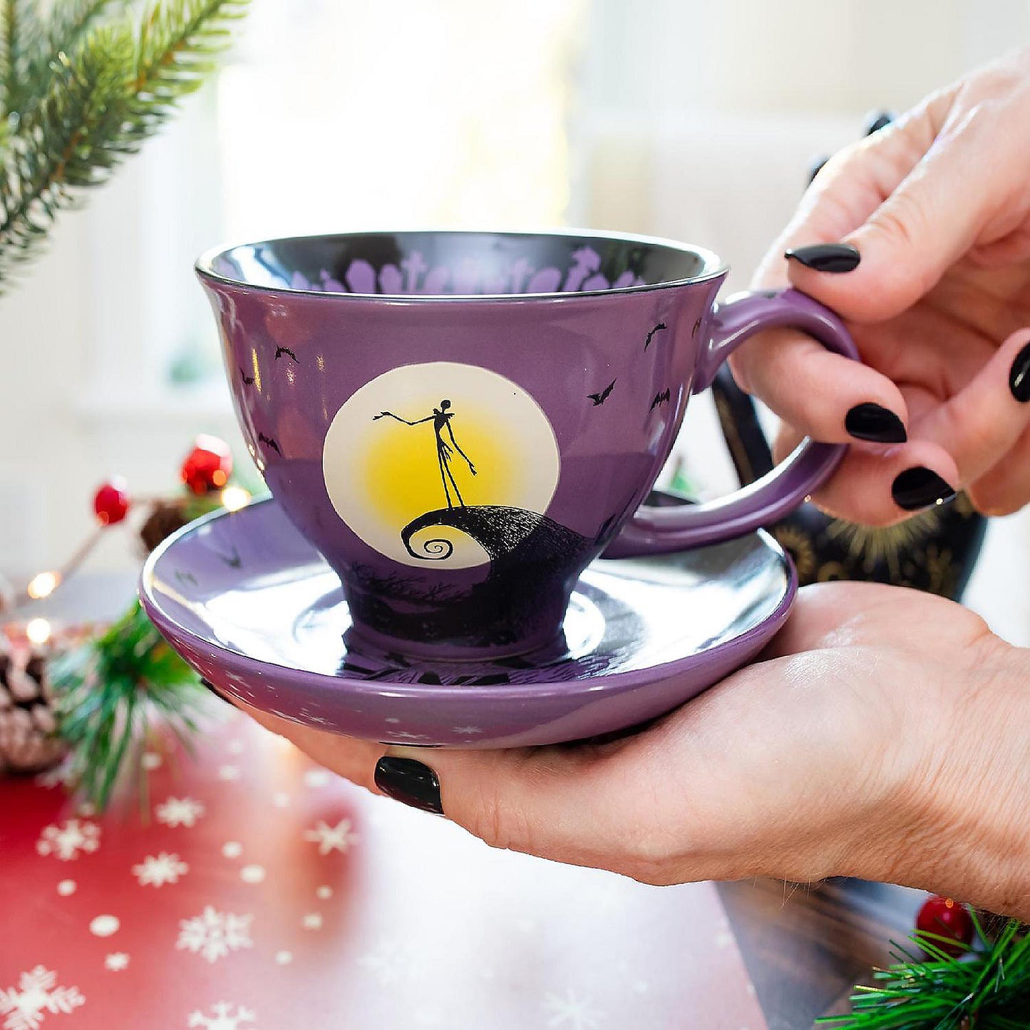 Disney The Nightmare Before Christmas Spiral Hill Ceramic Teacup and Saucer Set | USA Decoration®