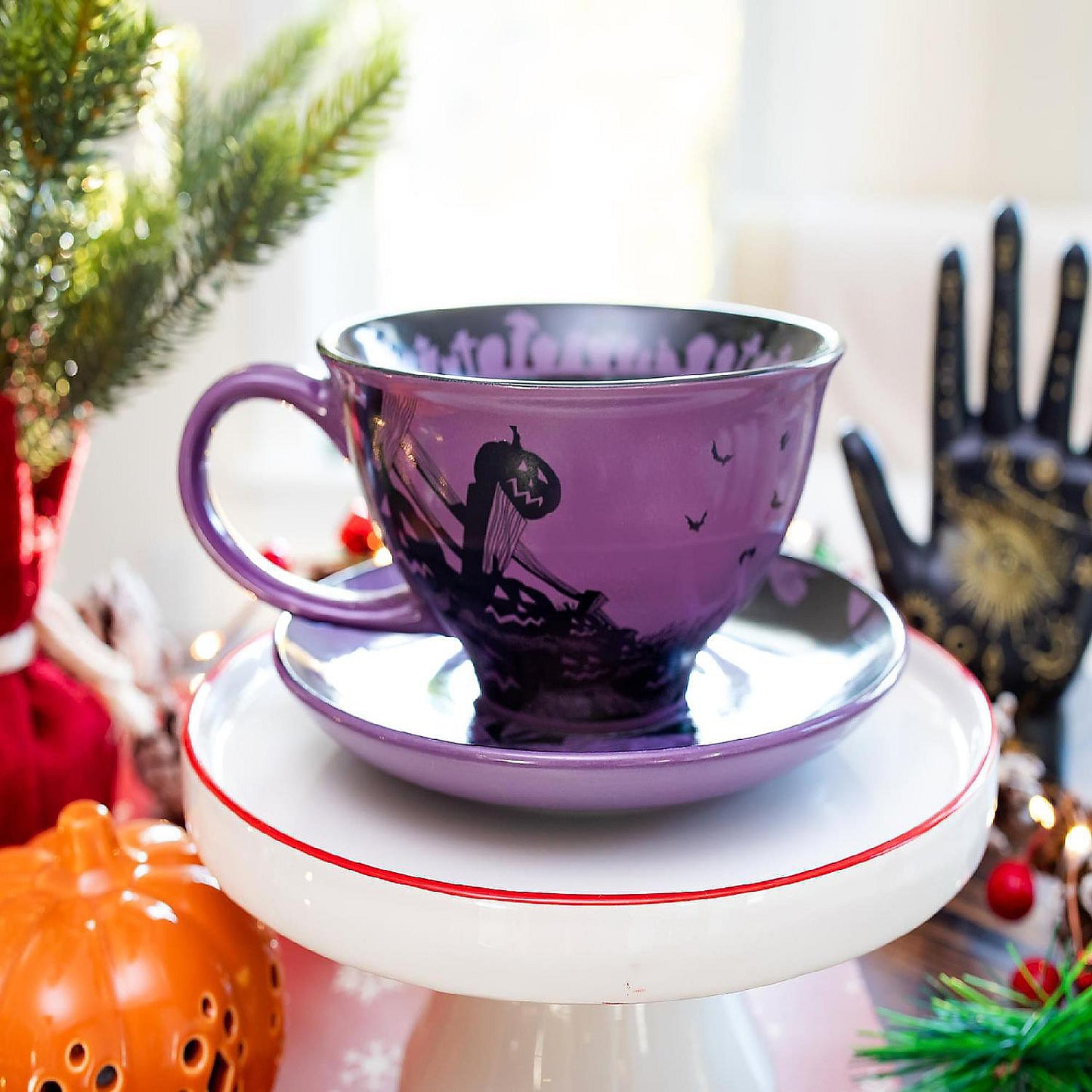 Disney The Nightmare Before Christmas Spiral Hill Ceramic Teacup and Saucer Set | USA Decoration®