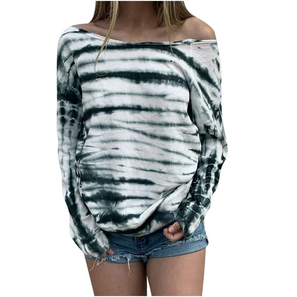 Women's French Terry Off-the-Shoulder Tie-Dyed Sweatshirt | USA Decoration