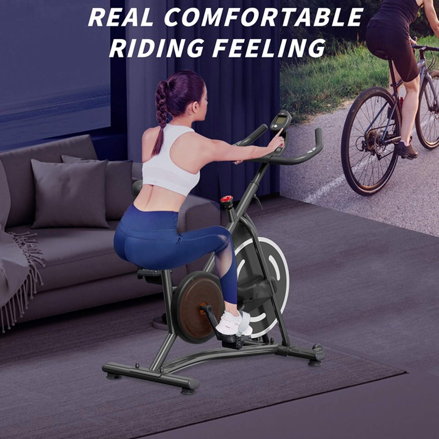 Exercise Bike for Home, Adjustable Stationary Indoor Cycling Bike with Digital Display & Smartphone Mount 34.25"x19.29"x39.37"