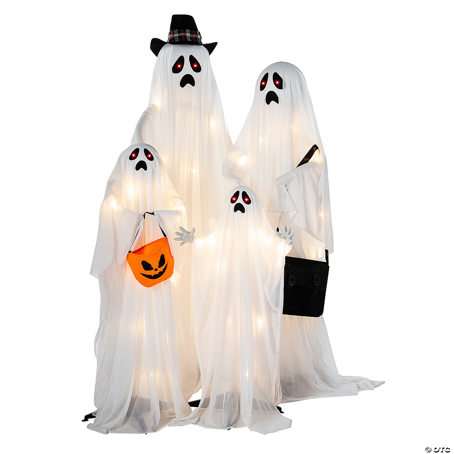 5 Ft. 2 3/4" Light-Up Ghost Family Standing Halloween Decorations - 4 Pc. | USA Decoration®