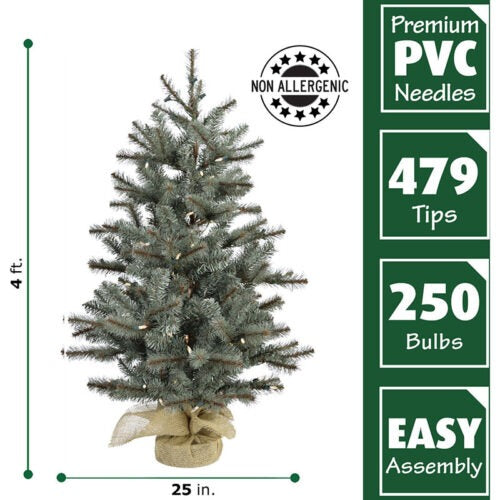 3-ft Pine Pre-lit Artificial Christmas Tree with White LED Lights | USA Decoration®