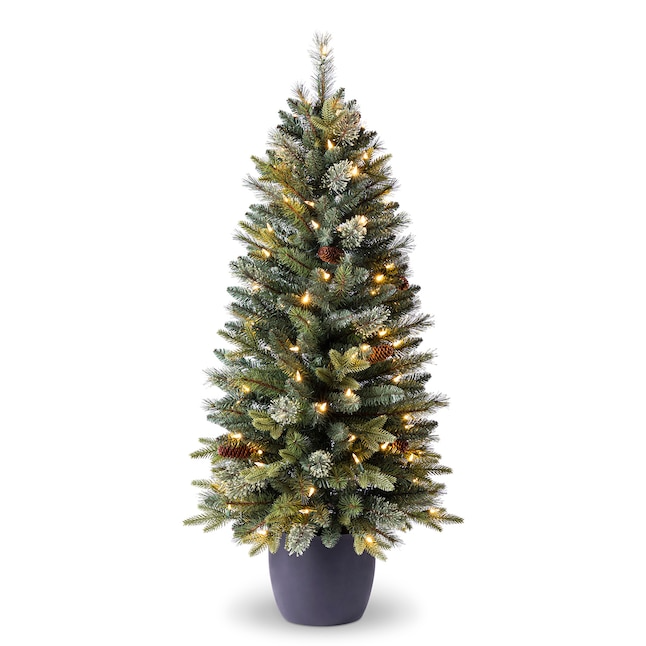 4-ft Hayden pine Pre-lit Slim Artificial Christmas Tree with Multicolor LED Lights | USA Decoration®