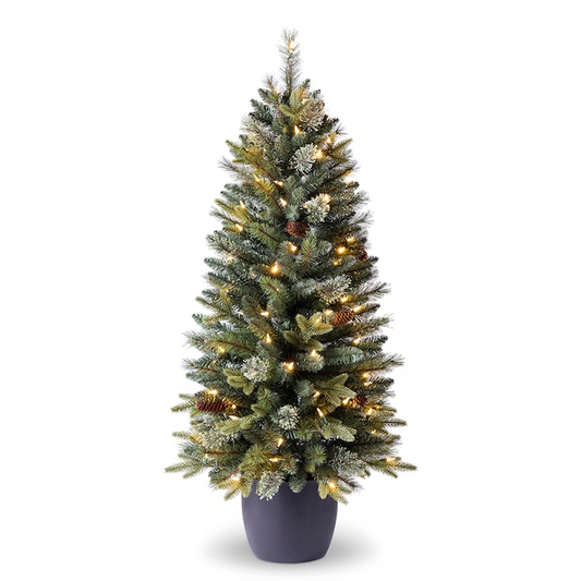 4-ft Hayden pine Pre-lit Slim Artificial Christmas Tree with Multicolor LED Lights | USA Decoration®