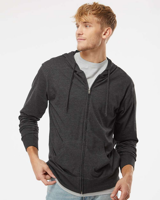 Lightweight Jersey Full-Zip Hooded T-Shirt | USA Decoration