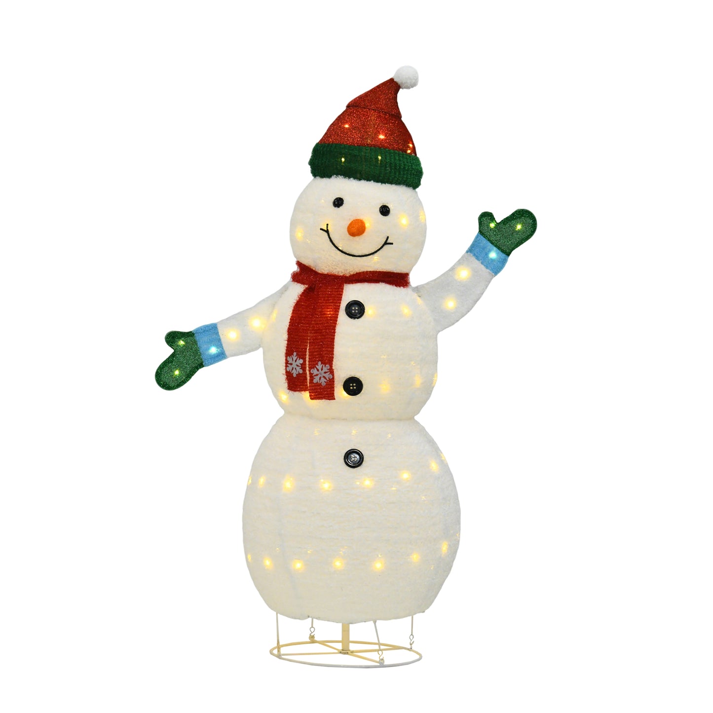 White Plush Lantern Set of 3 Snowmen, Warm White LED Lights, Transformer with 2m Cord, Indoor/Outdoor Holiday Décor 62" 60" 35"