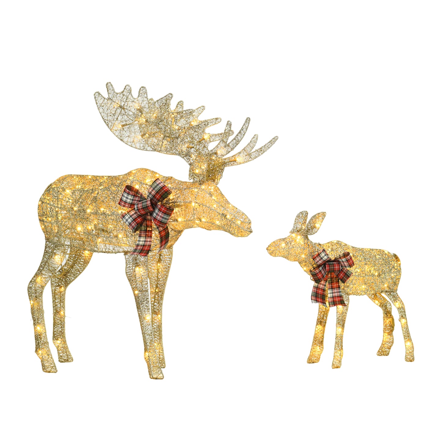 Champagne Cotton Rope Reindeer with 120L 50L LED Lights Holiday Decoration 24.61 x 16.14 x 10.04 Inches
