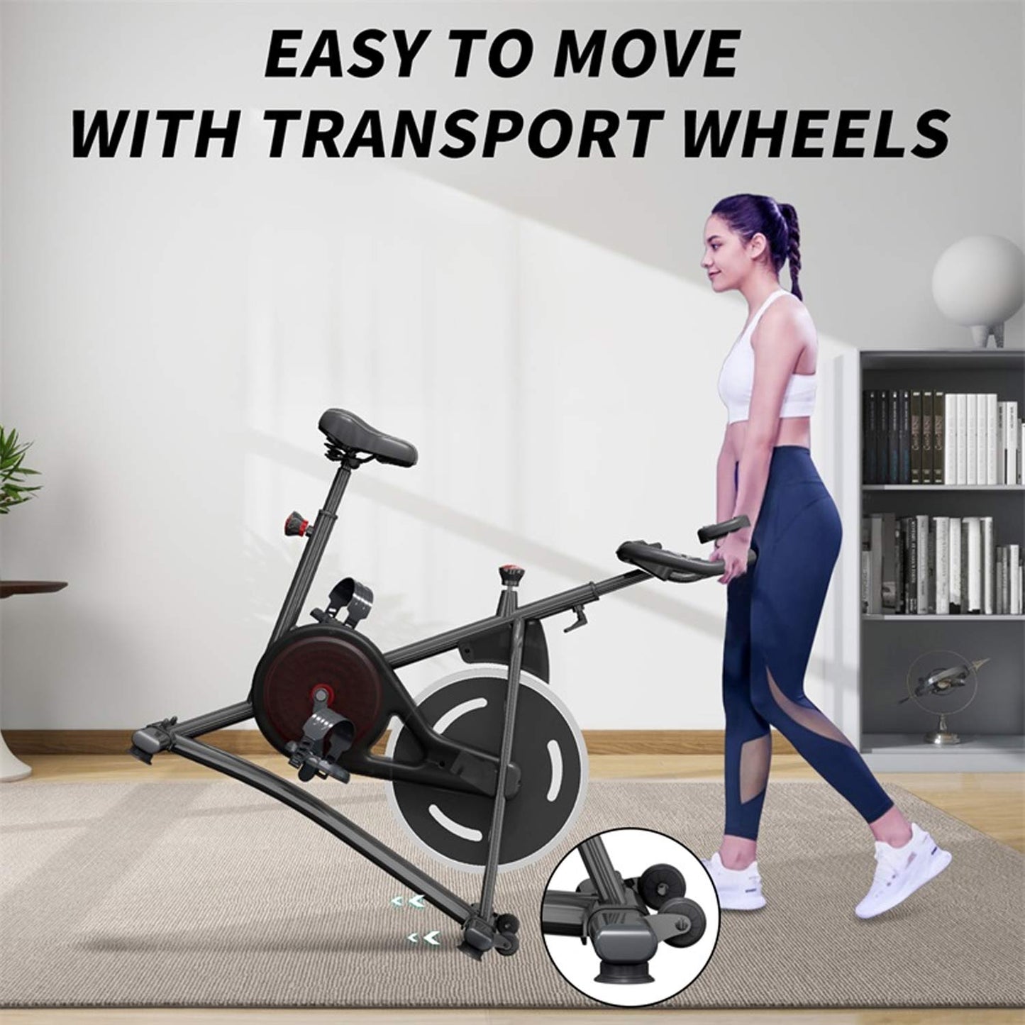 Exercise Bike for Home, Adjustable Stationary Indoor Cycling Bike with Digital Display & Smartphone Mount 34.25"x19.29"x39.37"