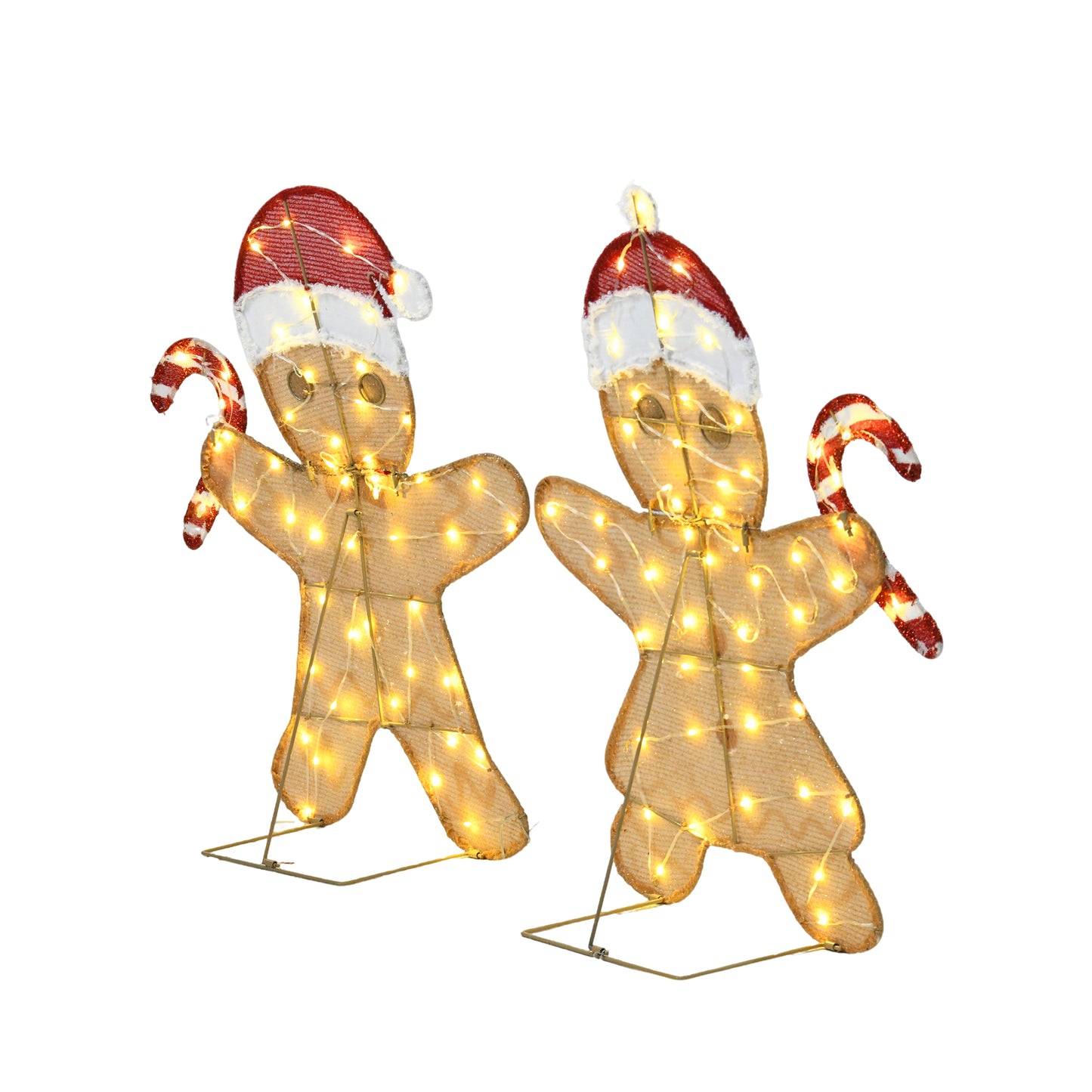 32 Inch Height Set of 2 Heart Shaped Gingerbread Men with Box Christmas Decoration