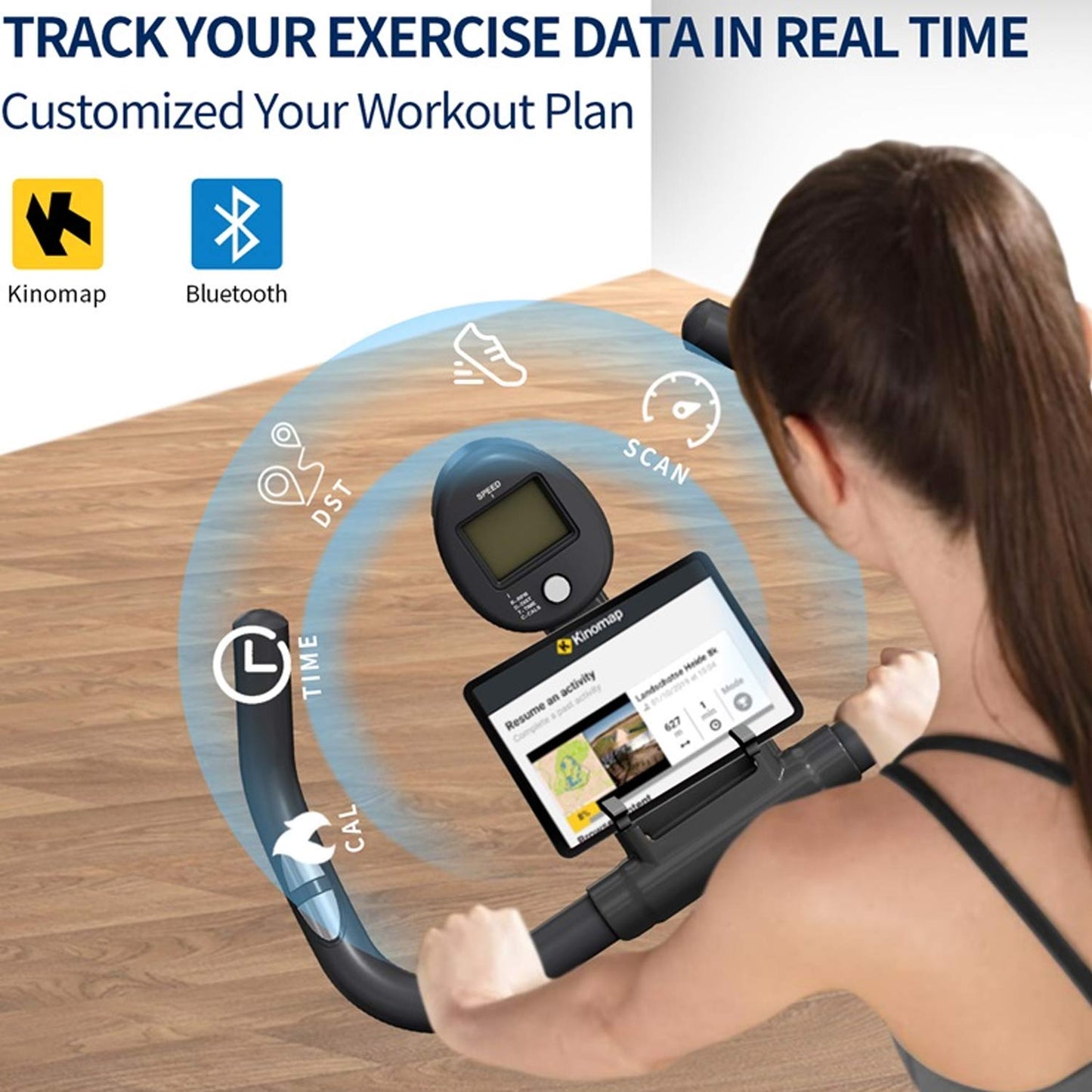 Exercise Bike for Home, Adjustable Stationary Indoor Cycling Bike with Digital Display & Smartphone Mount 34.25"x19.29"x39.37"