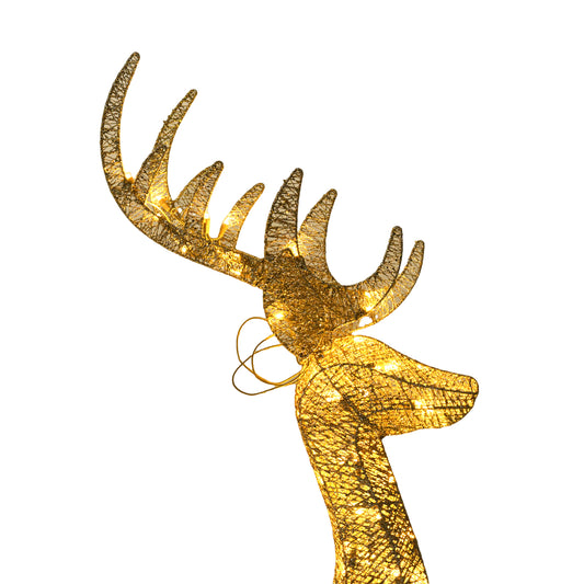 Champagne Cotton Rope Set of 3 Reindeer, Warm White LED Lights, Indoor/Outdoor Holiday Decoration 60" 48" 32"