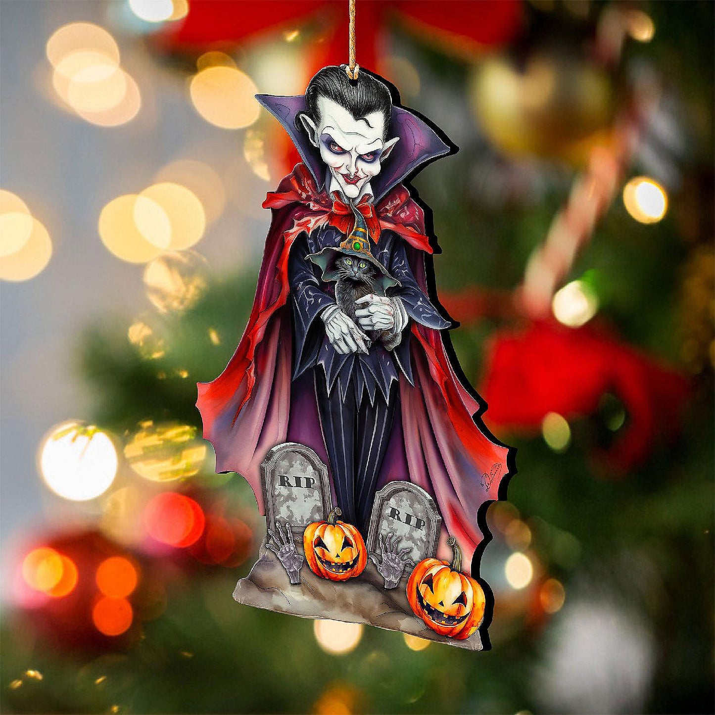 Dracula Wooden Ornament by G. Debrekht - Thanksgiving Halloween Decor | USA Decoration®