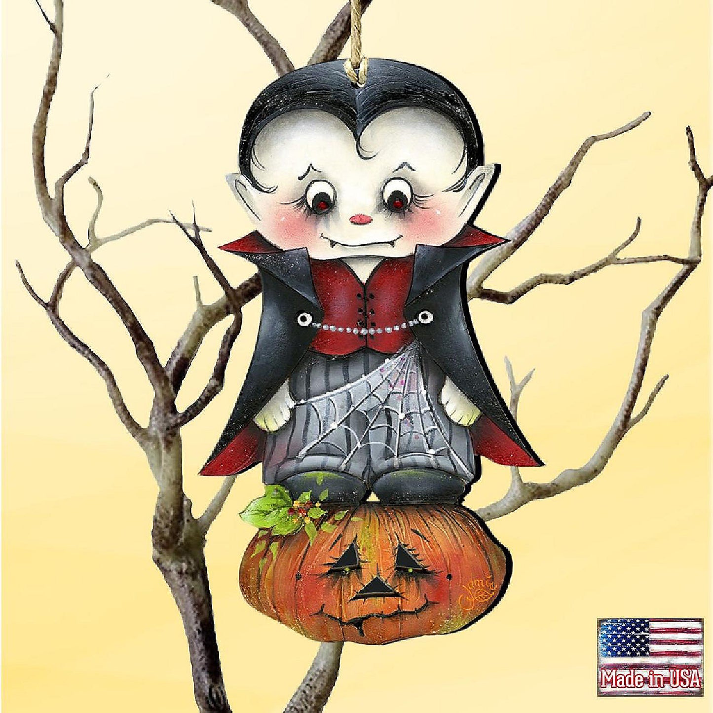 Dracula Wooden Ornament Halloween by J. Mills-Price - Thanksgiving Halloween Decor | USA Decoration®