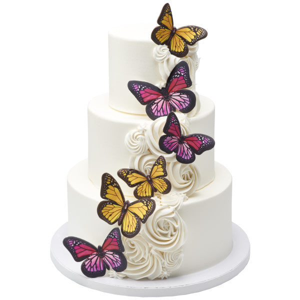 Yellow And Pink Butterflies Gum Paste - 20 pc