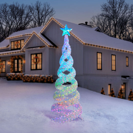 Member's Mark 8' Pre-Lit Iridescent Color-Changing Spiral Tree | USA Decoration®