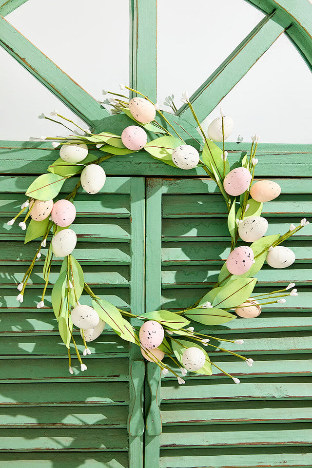 12" Egg & Leaf Wreath Small Spring and Easter Door or Wall Décor