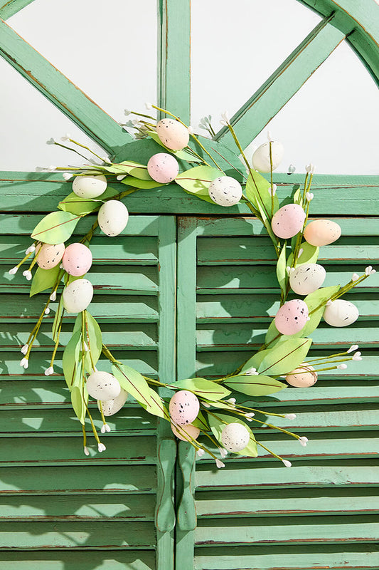 12" Egg & Leaf Wreath Small Spring and Easter Door or Wall Décor