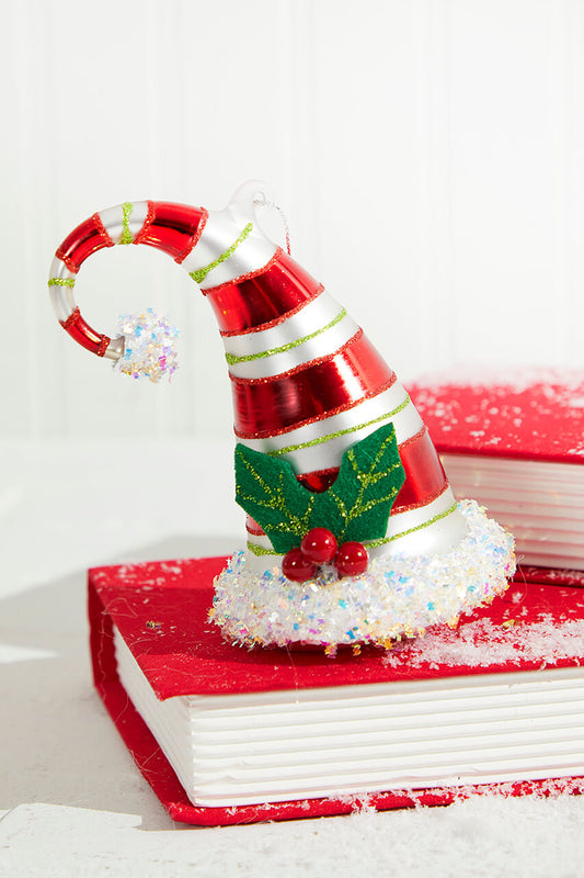 5 Inch Santa Hat Glass Ornament