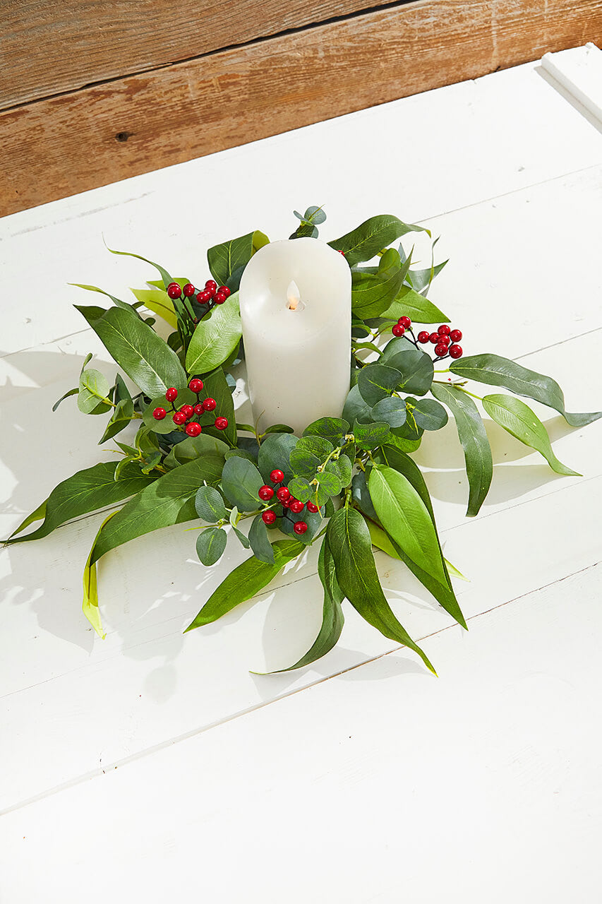 6.5” Eucalyptus & Berry Ring for Holiday and Seasonal Decor