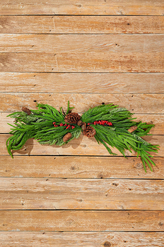 36” Real Touch Mixed Evergreen Berry Swag for Holiday and Winter Decor