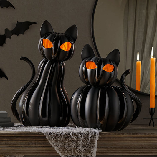 Member's Mark Pre-Lit Pumpkin Cats, Set of 2 | USA Decoration®