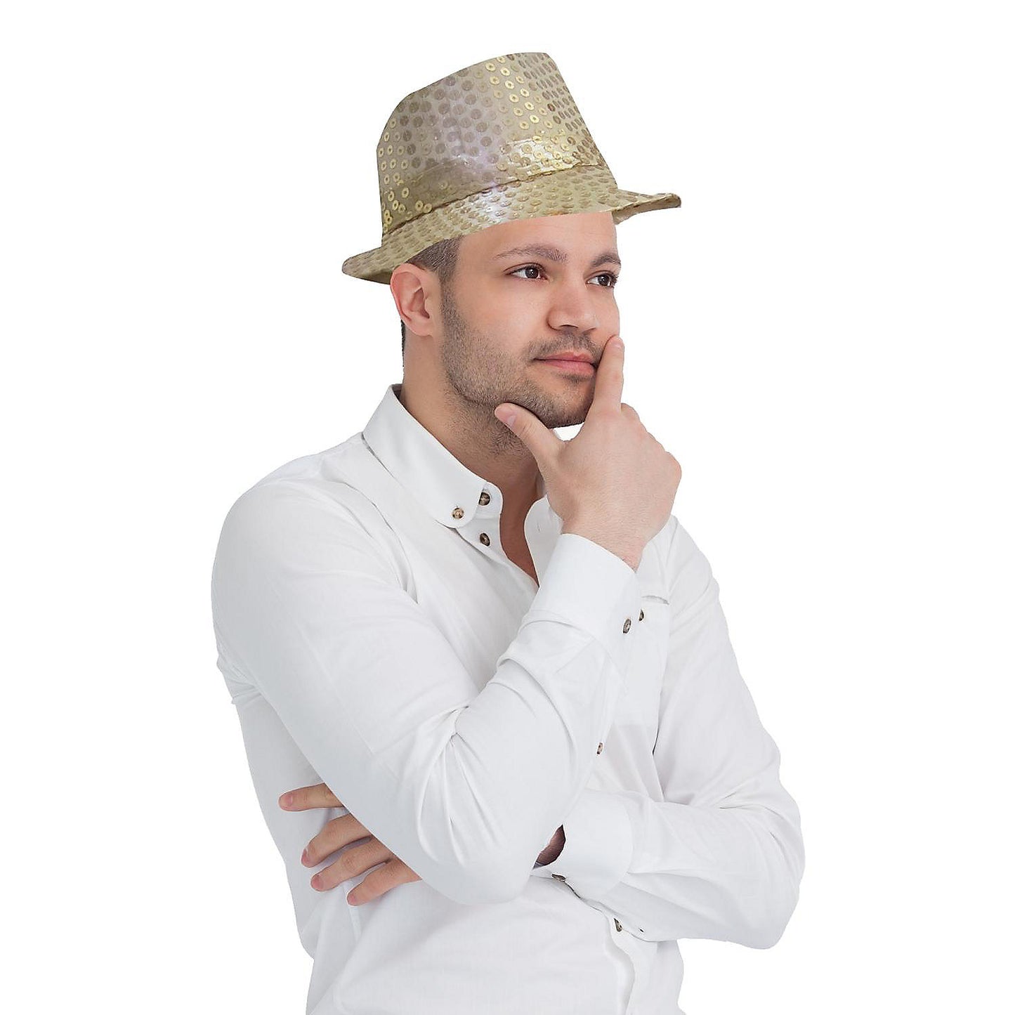 Fedora Hat W. LED Lights - Gold