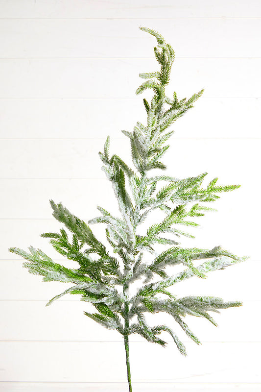 Real Touch Flocked Norfolk Spray 38" Artificial Pine Branch for Christmas Arrangements & Winter Décor