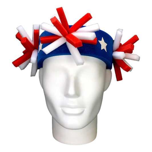 Foam Party Hats USA Pompoms Headband - Photo Booth Prop - Party Favors -Halloween - Crazy Hat Day | USA Decoration®