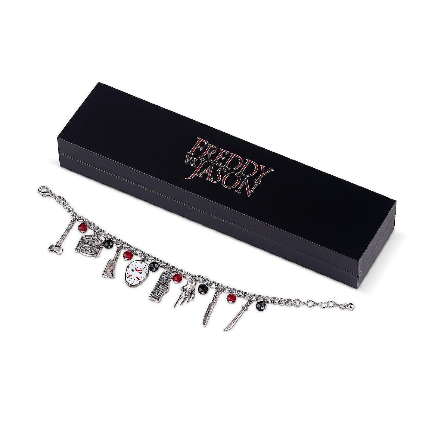 Freddy vs. Jason 15mm Enamel Charm Silver Finish Chain Bracelet Novelty Jewelry | USA Decoration®