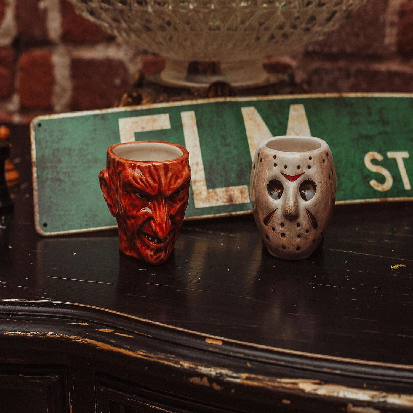 Freddy vs. Jason Faces 4-Ounce Sculpted Ceramic Mini Mugs Set of 2 | USA Decoration®