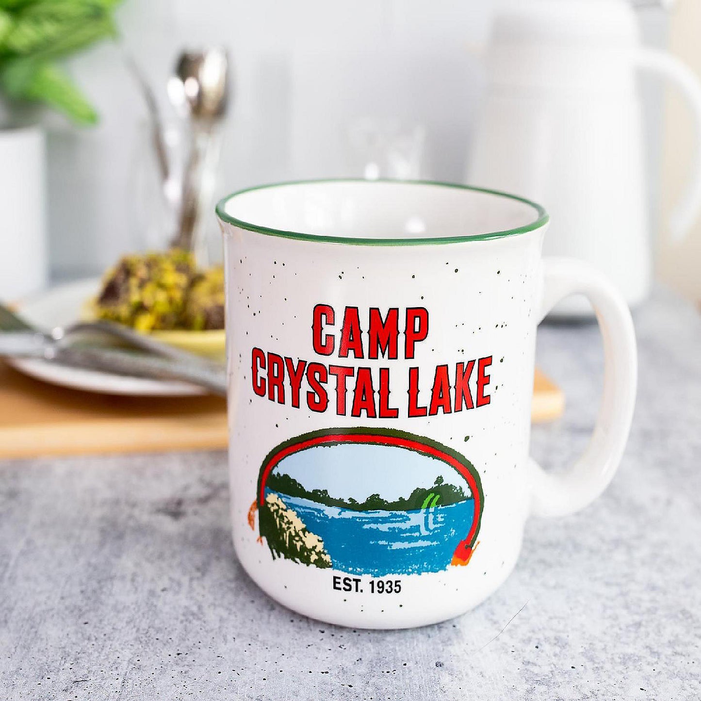 Friday the 13th Crystal Lake Ceramic Camper Mug Holds 20 Ounces | USA Decoration®